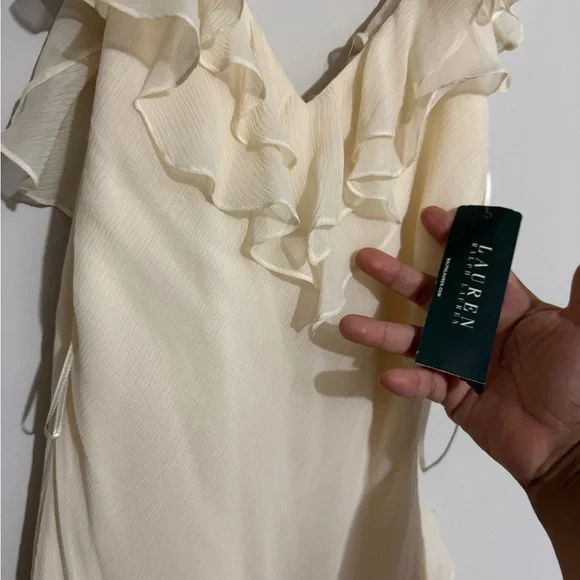 NEW💕Ralph Lauren Cream women’s Dress with Ruffles - Picture 6 of 8